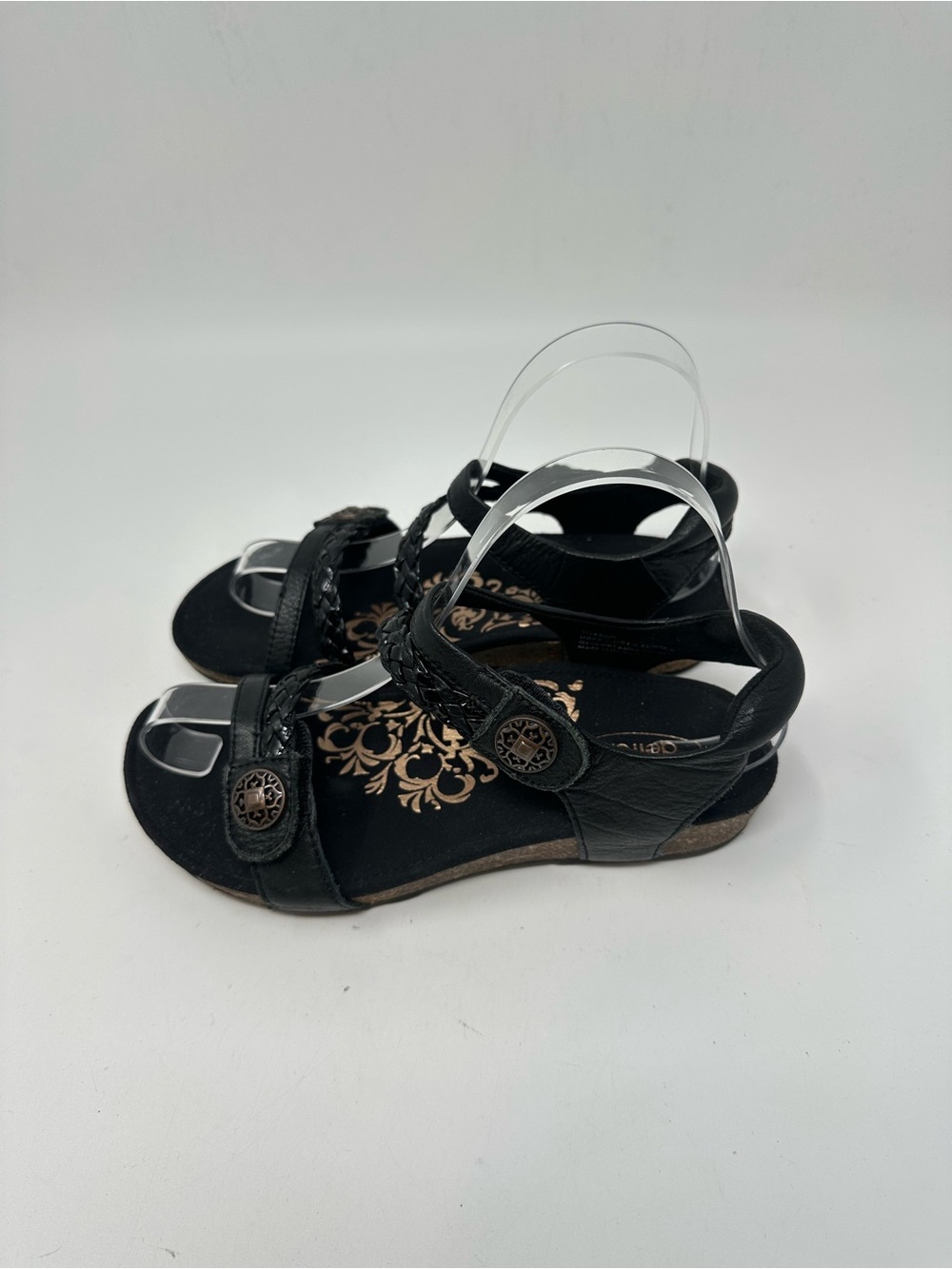 Aetrex Jullian Braided Quater Strap Sandals Black Women's 6 - Picture 2 of 16